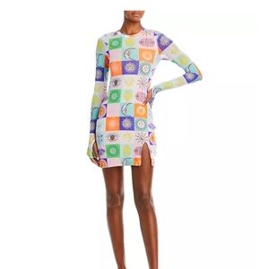 NWT - AFRM Colorful Patchwork Long Sleeve Mini Dress
